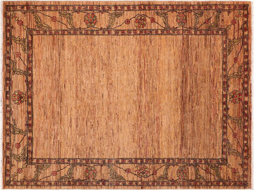 Modern Gabbeh Margart Beige/Rust Wool Rug - 6'3'' x 7'9''